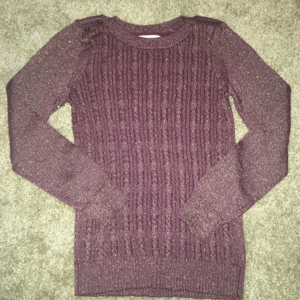 Banana Republic Maroon Metallic Sweater Small
